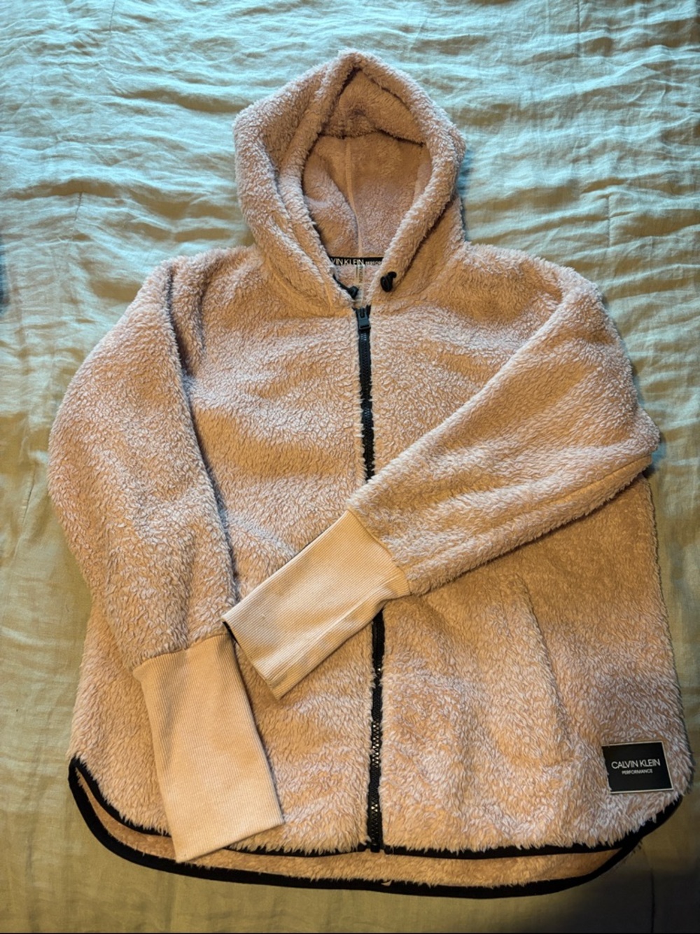 Calvin Klein Beige Sherpa Zip Hoodie